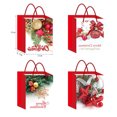 BOLSA DE REGALO NAVIDAD ADORNOS ESFERAS 14X11X6.5CM | 12 UNID1
