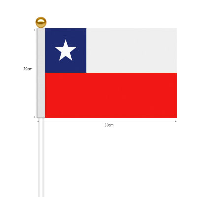 BANDERA CHILE DE TELA CON PALITO 20X30 CMS |12 UNI1