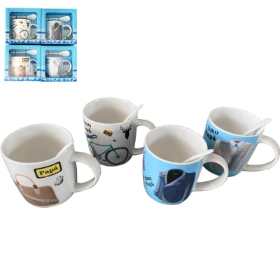 TAZA DE CERAMICA DIA DEL PADRE ESTAMPADO CON CUCHARITA 450 ML | 12 UNID1