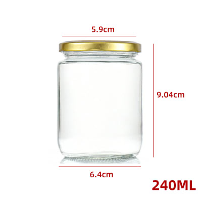 FRASCO DE MATERIAL VIDRIO CON TAPA ALUMINIO DORADO 240 ML1