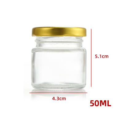 FRASCO DE VIDRIO CON TAPA ALUMINIO DORADO 50 ML1