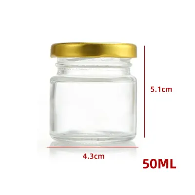 FRASCO DE VIDRIO CON TAPA ALUMINIO DORADO 50 ML1