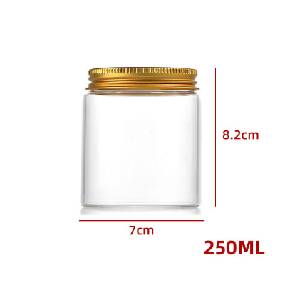 FRASCO DE VIDRIO TAPA ALUMINIO DORADO 250ML1