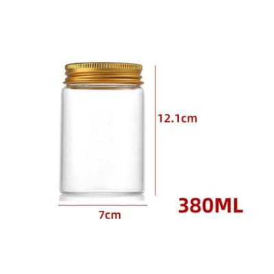 FRASCO DE VIDRIO CON TAPA DE ALUMINIO DORADO 380ML | 72 UNID1