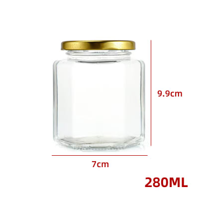 FRASCO DE VIDRIO HEXAGONAL CON TAPA ALUMINIO NEGRO 280 ML1