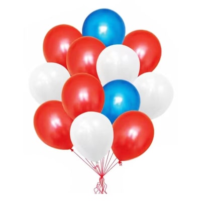 SET DE GLOBOS TRICOLOR AZUL,ROJO, BLANCO 12PCS | 12 UNID1