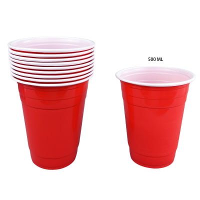 VASOS PLASTICO ROJO 500ML | 100 UNID1