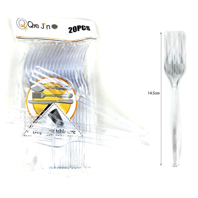 TENEDOR PLASTICO DESECHABLE TRANSPARENTE | 12 UNID1