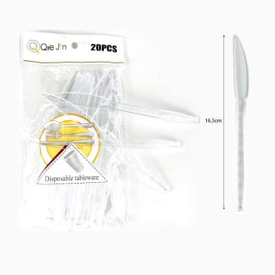 CUCHILLO PLASTICO DESECHABLE TRANSPARENTE | 12 UNID1
