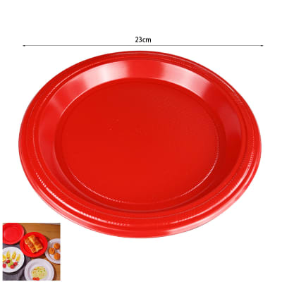 PLATO PLASTICO ROJO 23X23CM | 100 UNID1