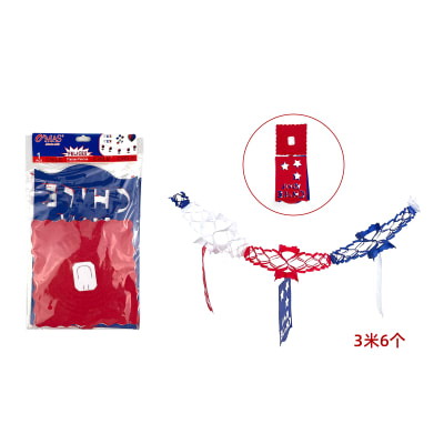 GUIRNALDA TRICOLOR VIVA CHILE 6 TIRAS 3M1