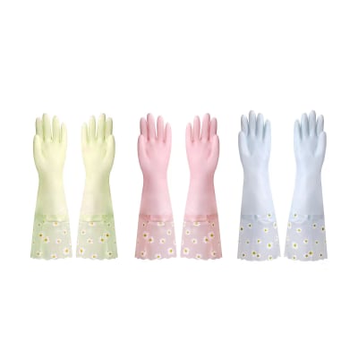 GUANTES DE VINILO LIMPIEZA COLOR PASTEL TALLA UNICA 42CM1