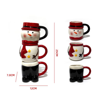 SET  de 3 TAZAS  MUÑECO DE NIEVE 12X7.8X25CM1