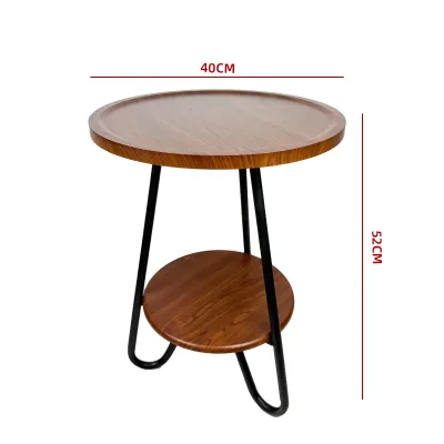 MESA AUXILIAR REDONDA CON REPISA 40×40×52 CM1