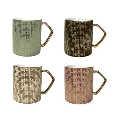 TAZA CERAMICA ESTILO GRECO DORADO 330ML1