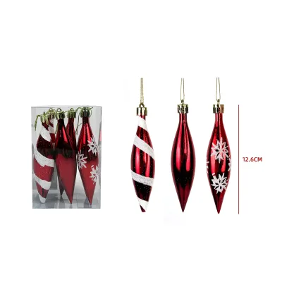 SET 6 ADORNOS NAVIDEÑOS COLGANTES ROJO METALICO1