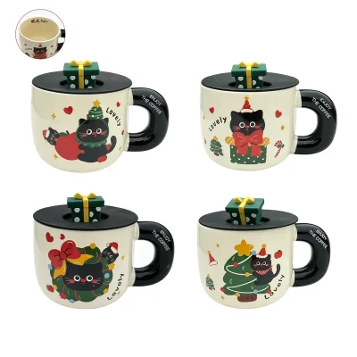 TAZON NAVIDAD GATO CON TAPA 420ML1