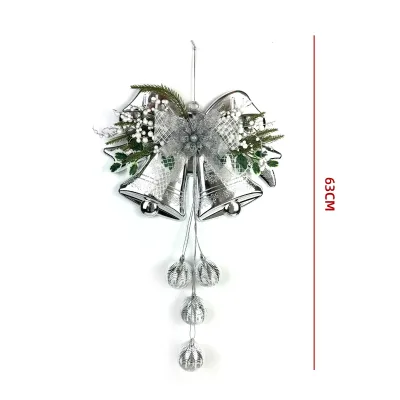 COLGANTE NAVIDAD PLATEADO 2 CAMPANAS 36X63CM1