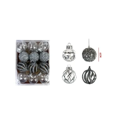 SET BOLAS NAVIDADEÑAS PLATEADO 6CM / 12PCS1