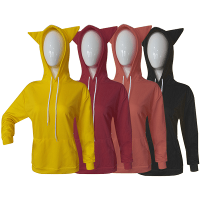 POLERON DE MUJER CON CAPUCHA DISEÑO GATO | 12 UNID1