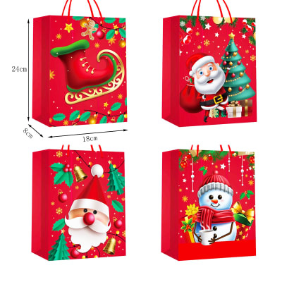 BOLSA NAVIDAD ROJA DISEÑOS SURTIDOS 18X8X24 CMS1