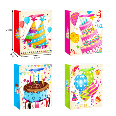 BOLSA DE REGALO PASTEL / GLOBOS 18X8.5X24CM | 12 UNID1