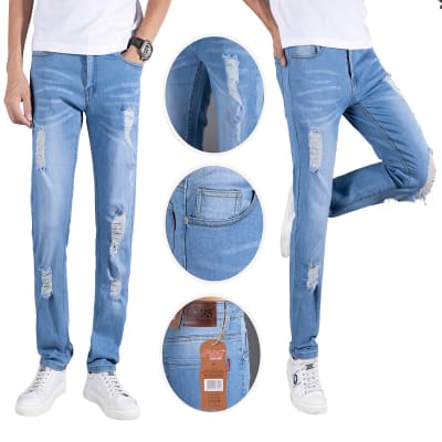 PANTALON JEANS DE HOMBRE CON RASGADURAS TALLA SURTIDAS | 12 UNID1