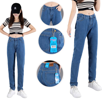 PANTALON JEANS DE MUJER AZUL OSCURO LISO TALLA SURTIDA | 12 UNID1