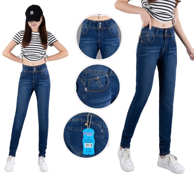 PANTALON JEANS DE MUJER AZUL PRETINA ALTA TALLAS SURTIDA | 12 UNID1