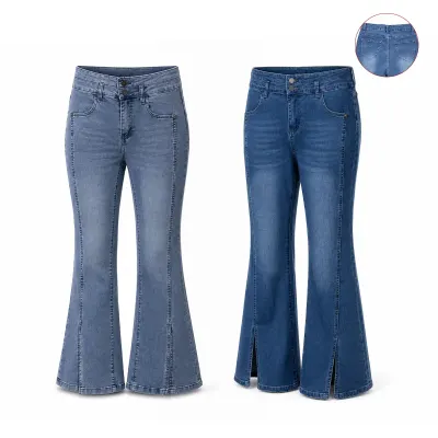 PANTALON JEANS DE MUJER AZUL PALAZZO  ALGODÓN  TALLAS SURTIDA| 12 UNID1