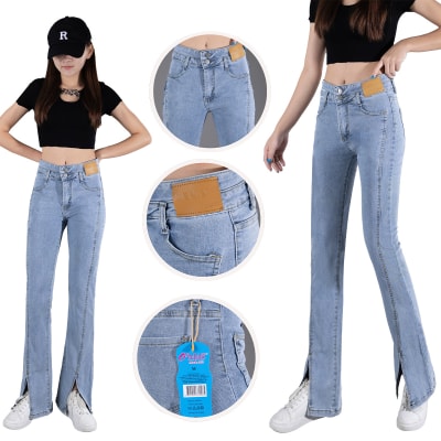 PANTALON JEANS DE MUJER AZUL PALAZZO  ALGODÓN  TALLAS SURTIDA| 12 UNID1