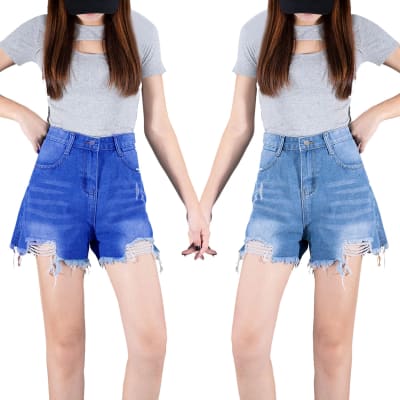 SHORT  JEANS LOLA LISO CON DESGASTE1