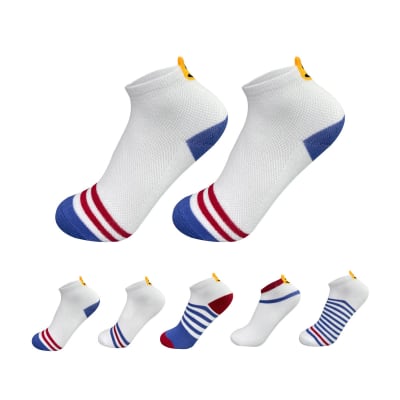 CALCETINES DE NIÑO BLANCO CON RAYAS EMOJI TALLA 6-9| 12 UNID1