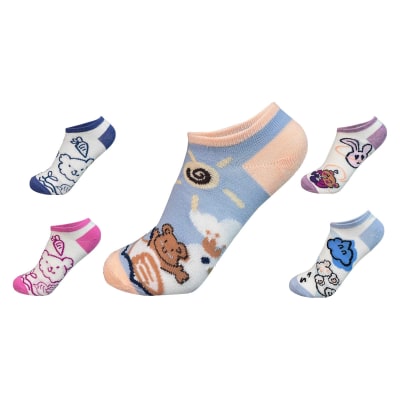 CALCETINES DE NIÑA CORTE TOBILLO DISEÑO OSO TALLA 3-6 | 12 UNID1