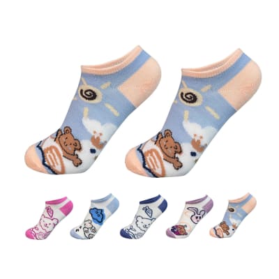 CALCETINES DE NIÑA CORTE TOBILLO DISEÑO OSO TALLA 6-9 | 12 UNID1