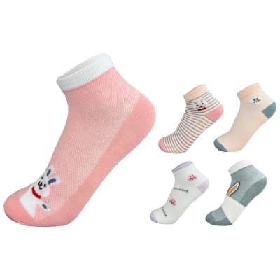 CALCETINES DE NIÑA CORTE MEDIO BORDE CON DISEÑO TALLA 3-6| 12 UNID1