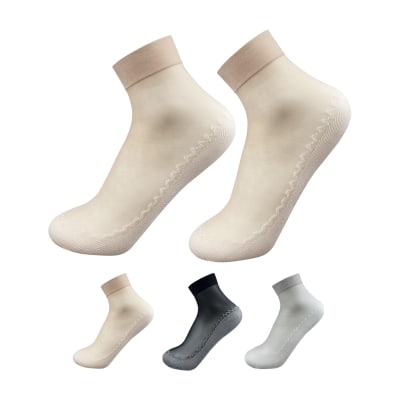 CALCETINES CORTE MEDIO CON DISEÑO EN LA PLANTA COLOR LISO | 12 UNID1