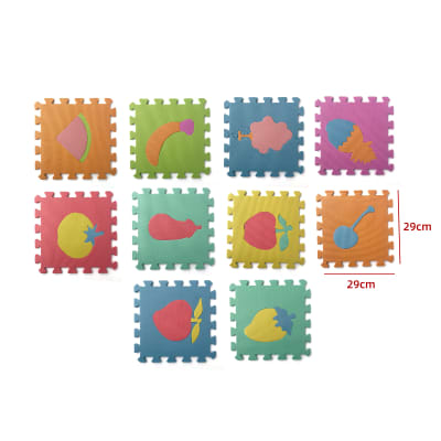 PISO DE GOMA PARA BEBES DISEÑO FRUTAS Y VERDURAS 29X29X0.8CM 1