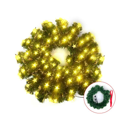 CORONA DE NAVIDAD CON LUCES LED ESTRELLAS 60CM1