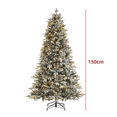 ARBOL DE NAVIDAD NEVADO SIN ADORNOS CON LUCES 150CM1
