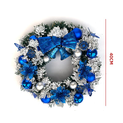 CORONA NAVIDEÑA ESFERA AZUL 40CM1