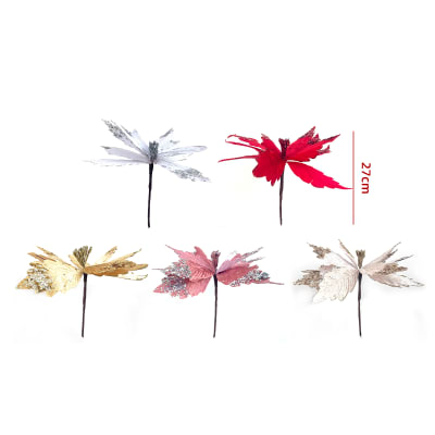 FLORES ARTIFICIALES NAVIDEÑAS BRILLANTES 27CM4