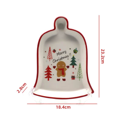 PLATO DE NAVIDAD DISEÑO CAMPANA CON DIBUJOS  23.2X18.4X2.8CM1