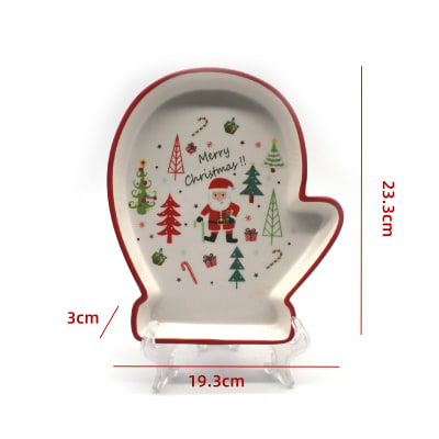 PLATO DE NAVIDAD DISEÑO GUANTE CON DIBUJOS  23.3X19.3X3CM1