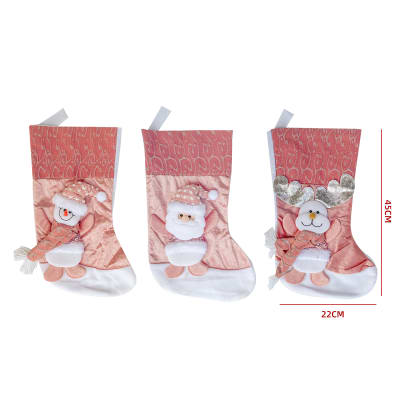 BOLSA DE NAVIDAD BOTA ROSADA 22X45CM2