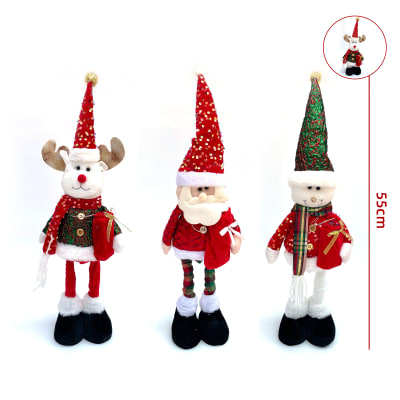 MUÑECO DE NAVIDAD PATAS LARGAS RETRATIL CON LUCES Y SONIDO 55CM1