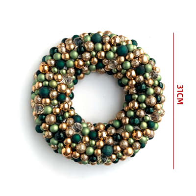 CORONA NAVIDEÑA DORADO/VERDE  31CM 1