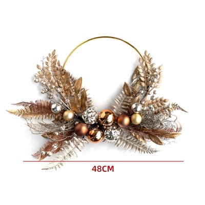 DECORACION CORONA ARO DORADO/PLATEADO 48CM1