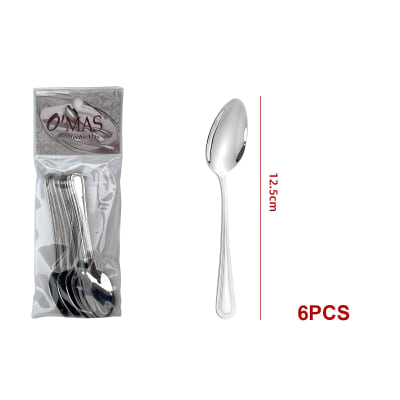 CUCHARA DE TÉ ACERO INOXIDABLE 12.5CM 6PCS 1