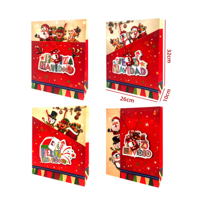 BOLSA DE REGALO FELIZ NAVIDAD ROJA  26X10X32CM1